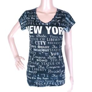 Sweet Gisele Women Top Crystal New York City Places Black Size XS